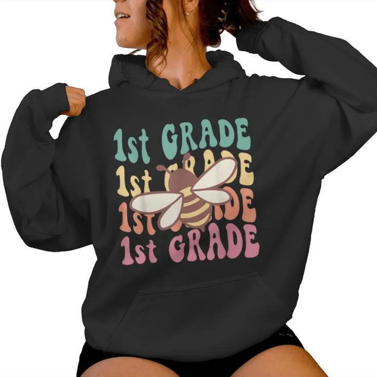 1Th Grade Teacher Cute Bee Back To School Elementary Teacher Women Hoodie