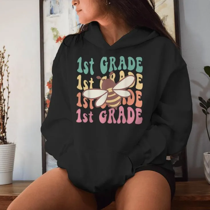 1Th Grade Teacher Cute Bee Back To School Elementary Teacher Women Hoodie