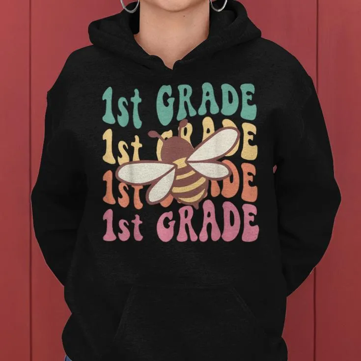 1Th Grade Teacher Cute Bee Back To School Elementary Teacher Women Hoodie