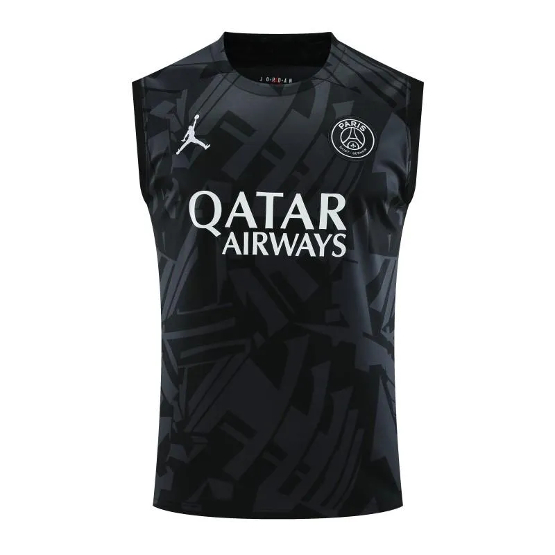 23-24 PSG Black Pattern Vest Jersey+Shorts