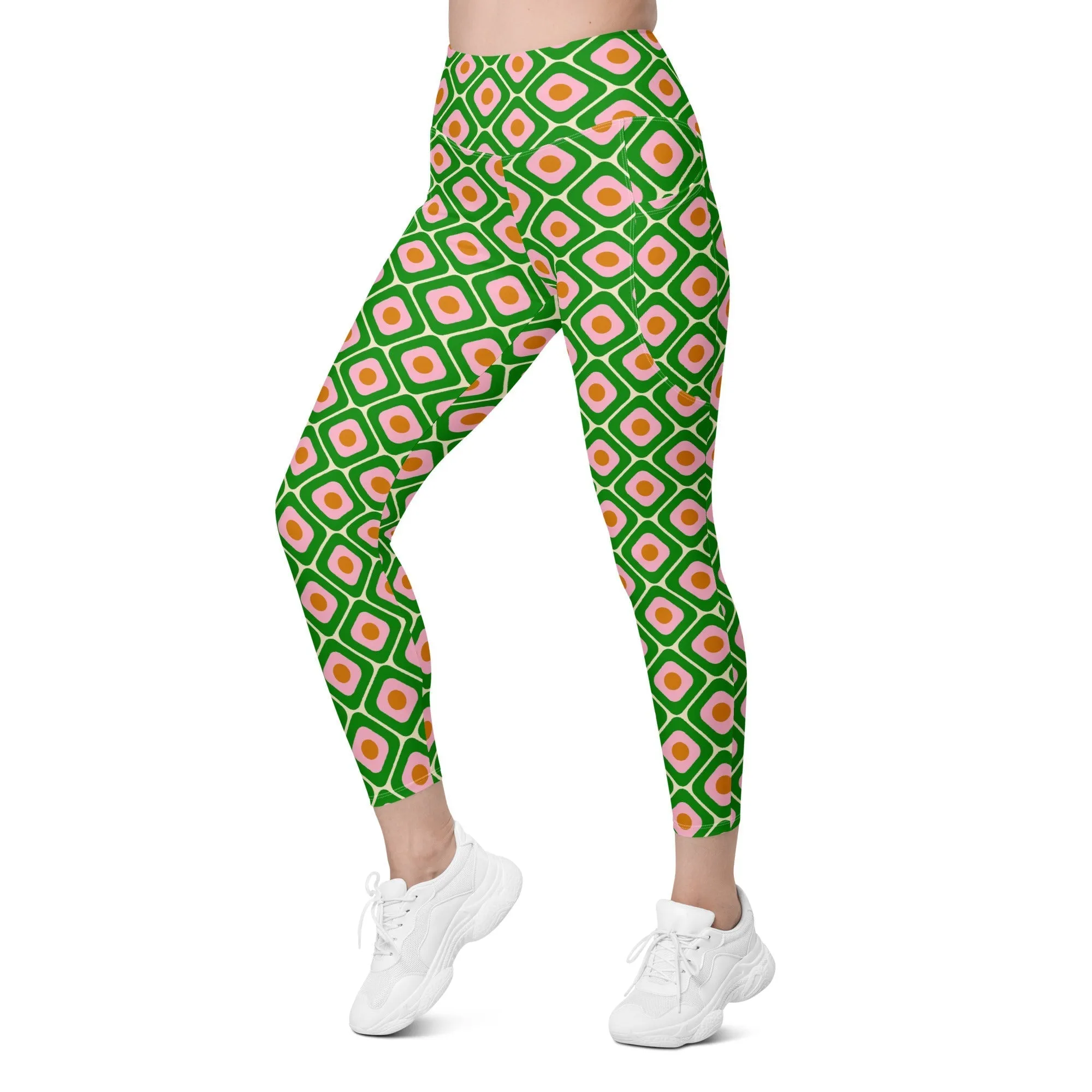 70s Retro Pattern Leggings With Pockets