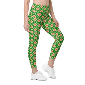 70s Retro Pattern Leggings With Pockets