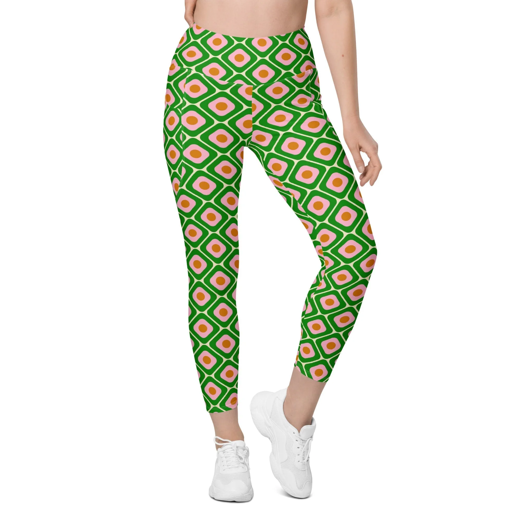 70s Retro Pattern Leggings With Pockets