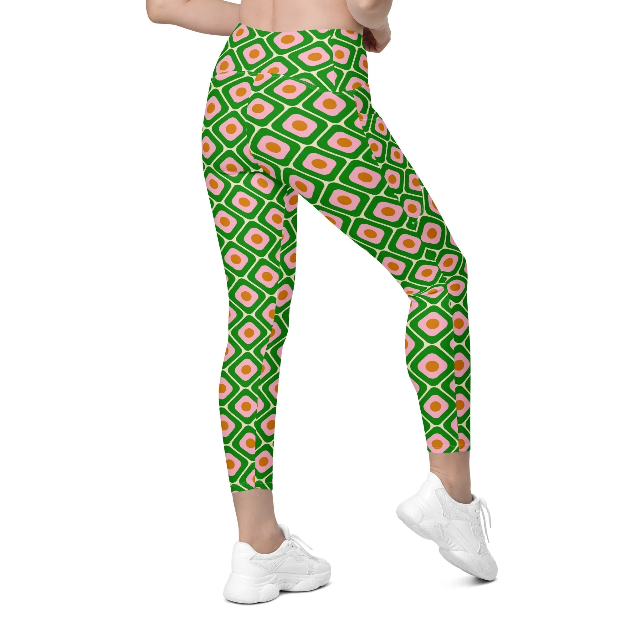 70s Retro Pattern Leggings With Pockets