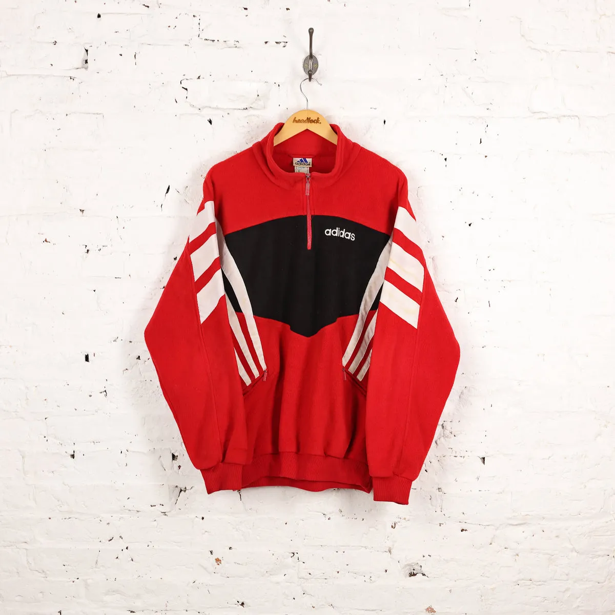 Adidas 90s 1/4 Zip Fleece - Red - L