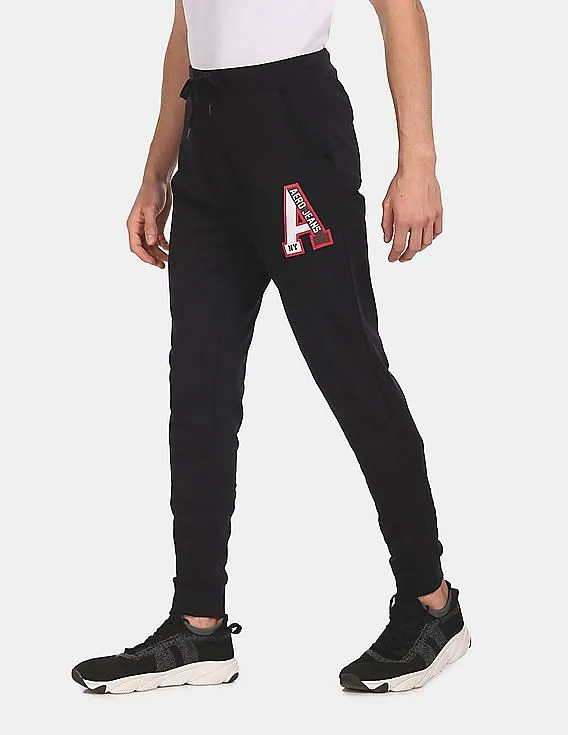 Aeropostale Men Black Mid Rise Solid Joggers