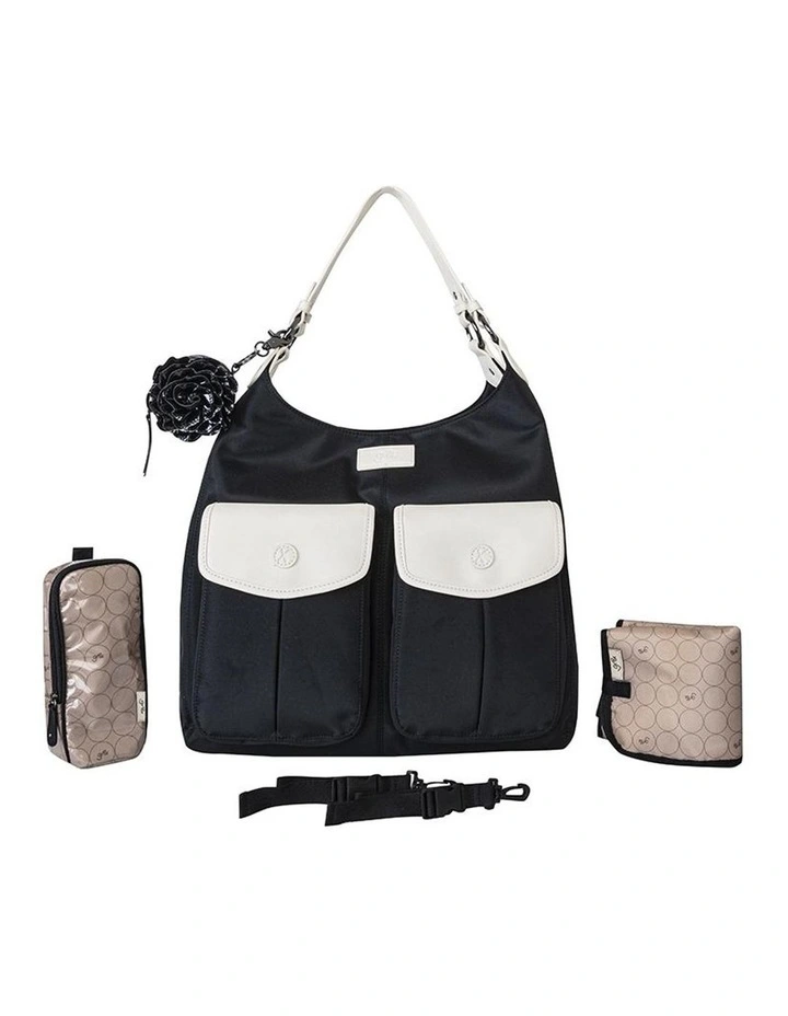 Alice Shoulder Baby Bag Black and Cream