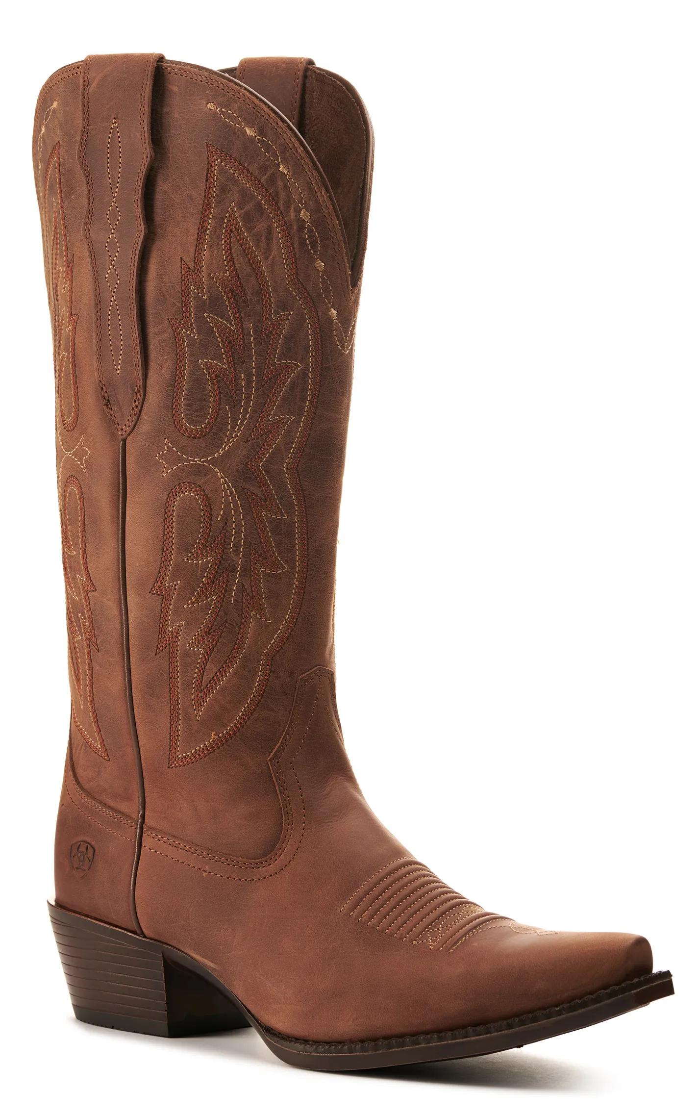 Ariat Women's Heritage Distressed Brown Bantamweight StretchFit Wide Calf Snip Toe Cowboy Boot