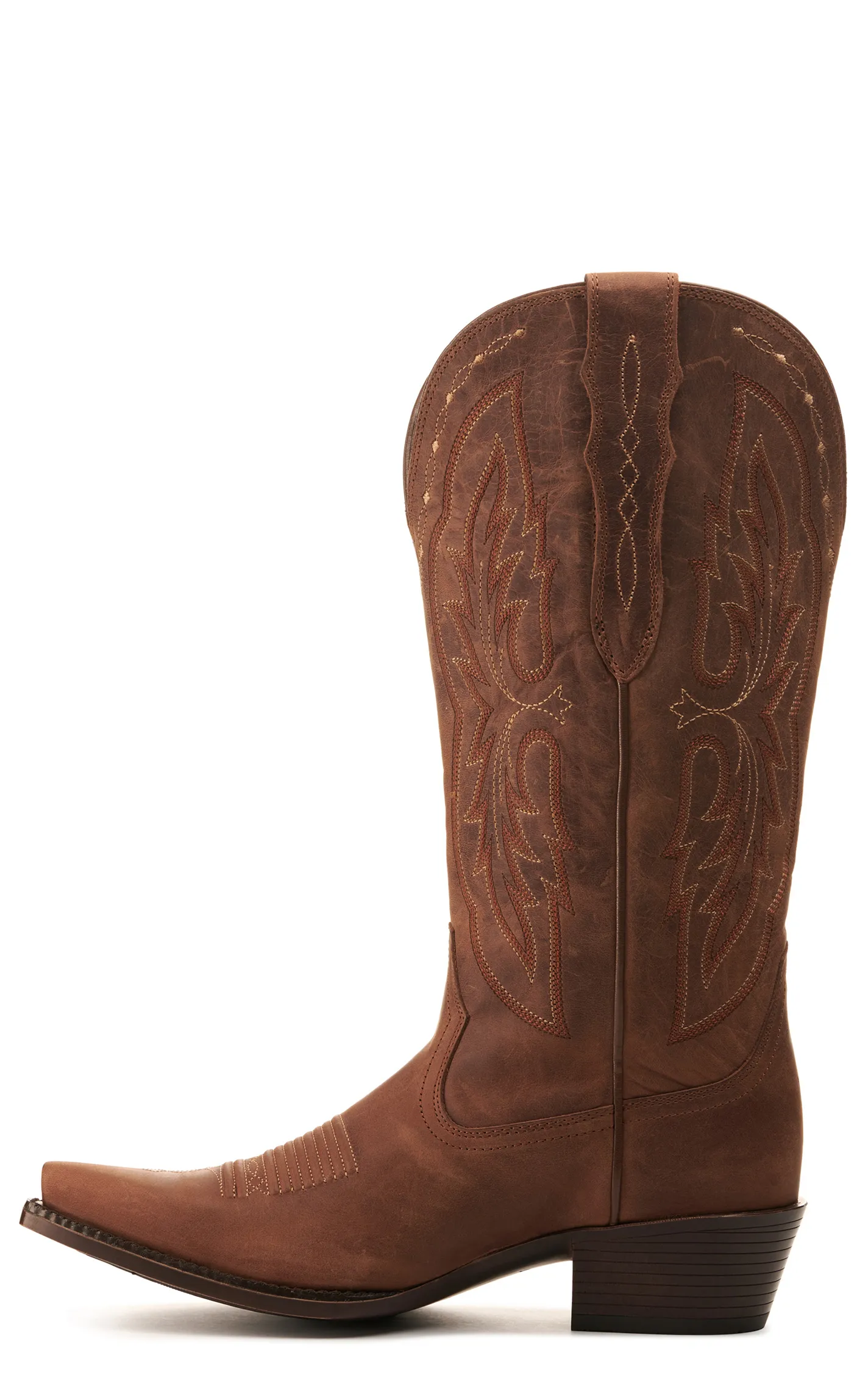 Ariat Women's Heritage Distressed Brown Bantamweight StretchFit Wide Calf Snip Toe Cowboy Boot