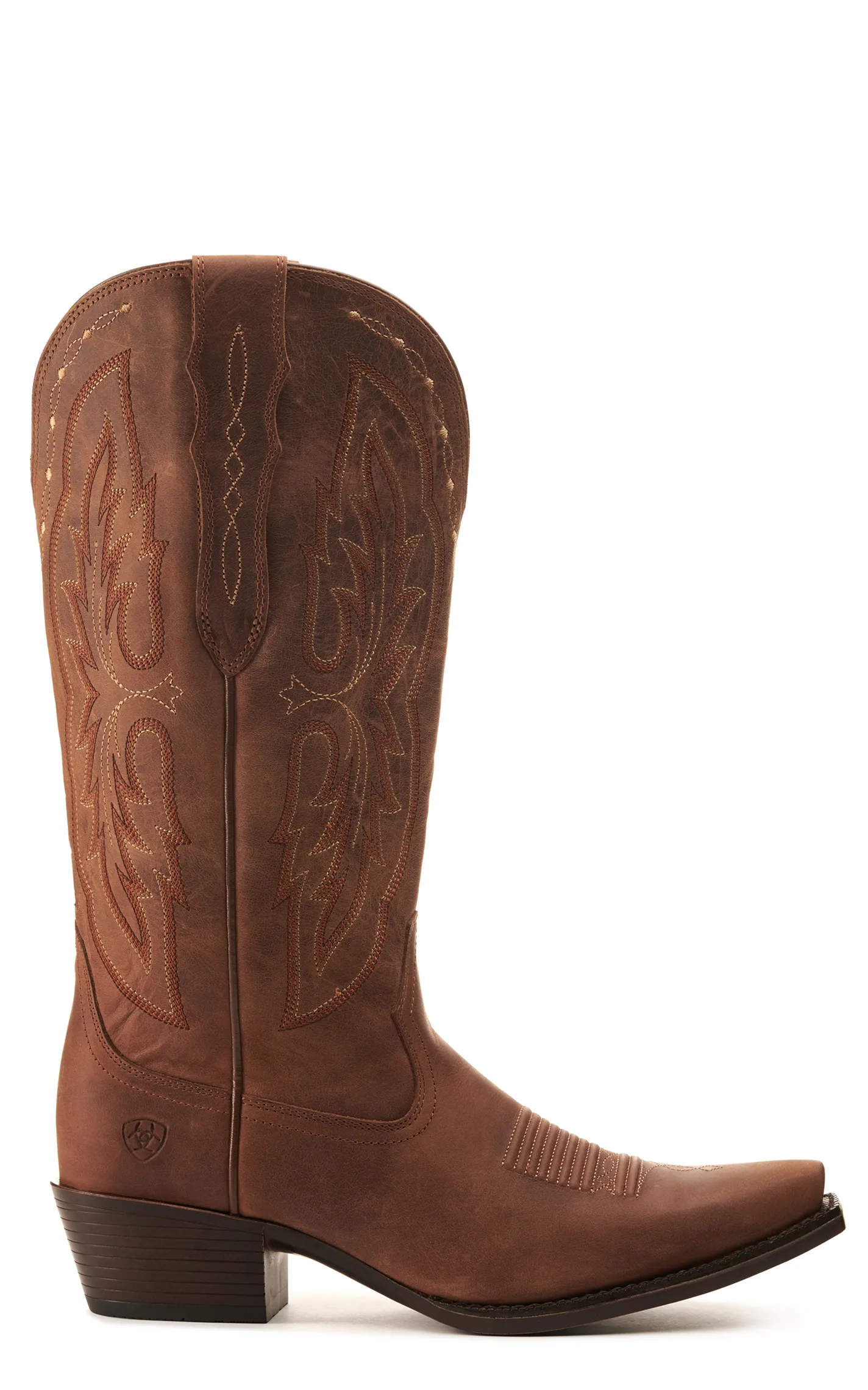 Ariat Women's Heritage Distressed Brown Bantamweight StretchFit Wide Calf Snip Toe Cowboy Boot