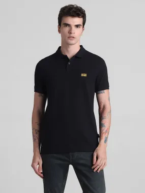 Black Cotton Polo T-shirt