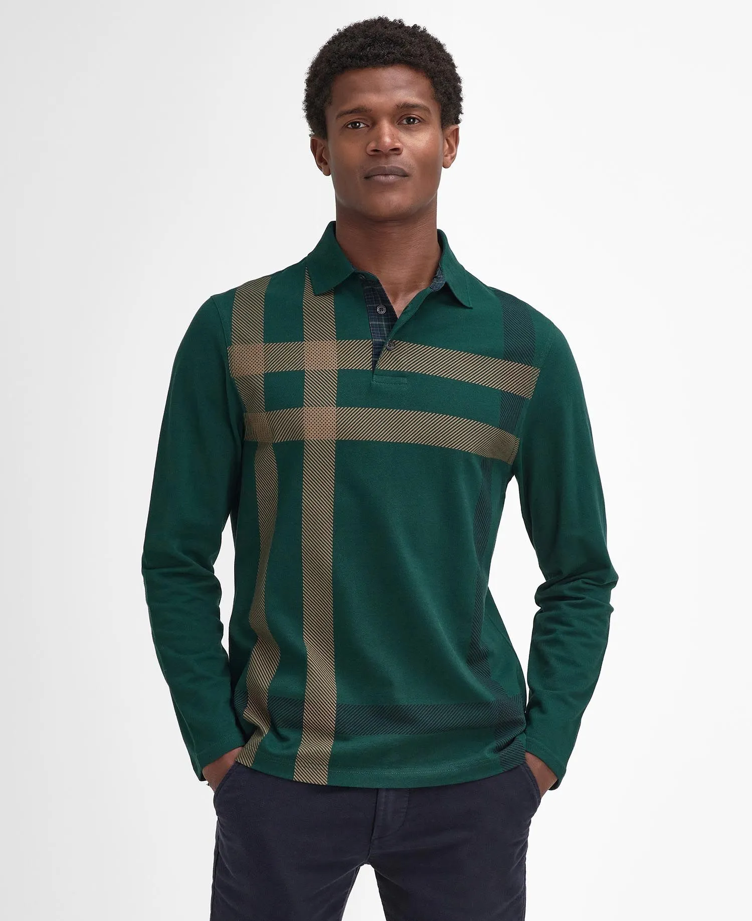  Blaine Tartan Long-Sleeved Polo Shirt     