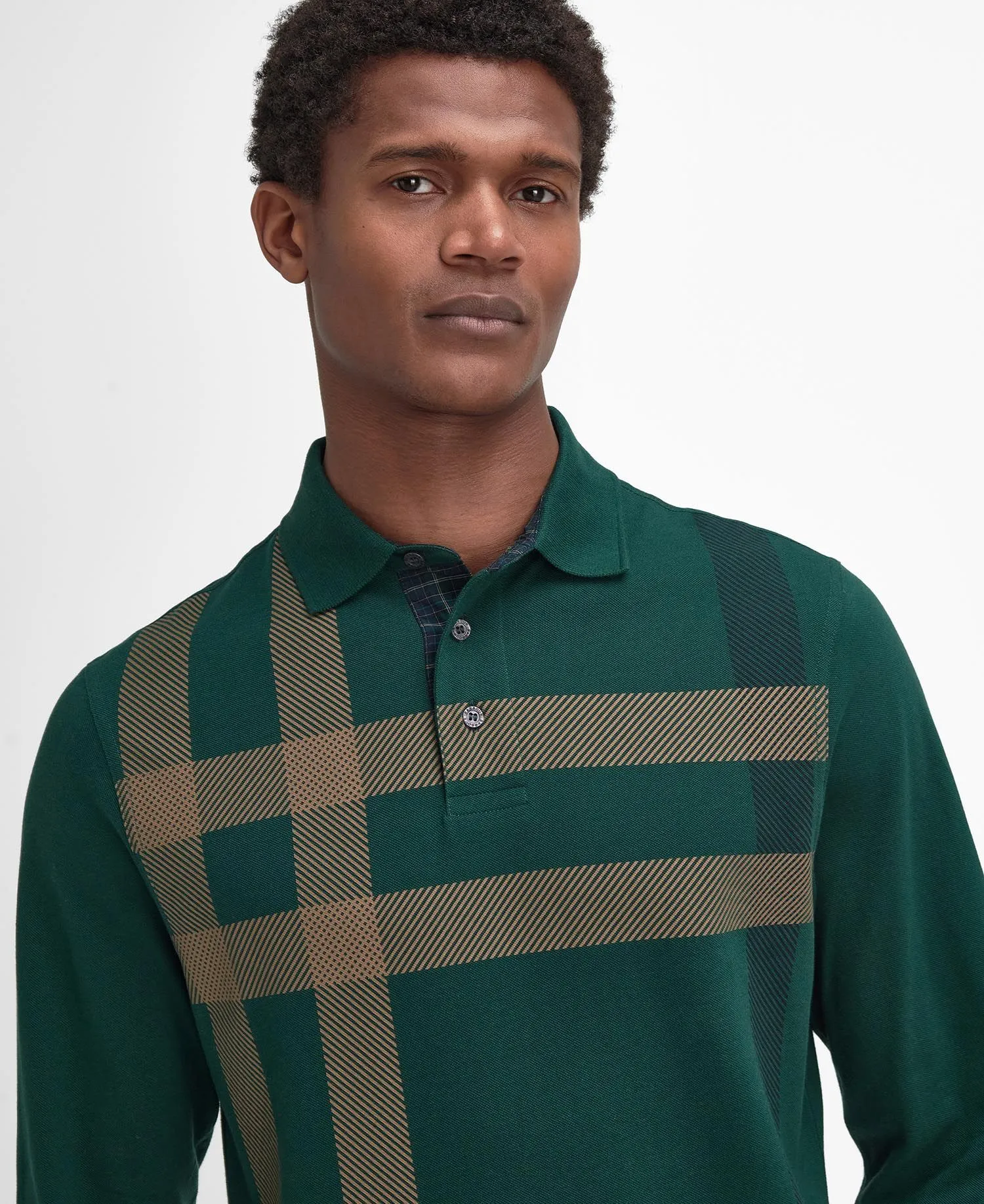  Blaine Tartan Long-Sleeved Polo Shirt     