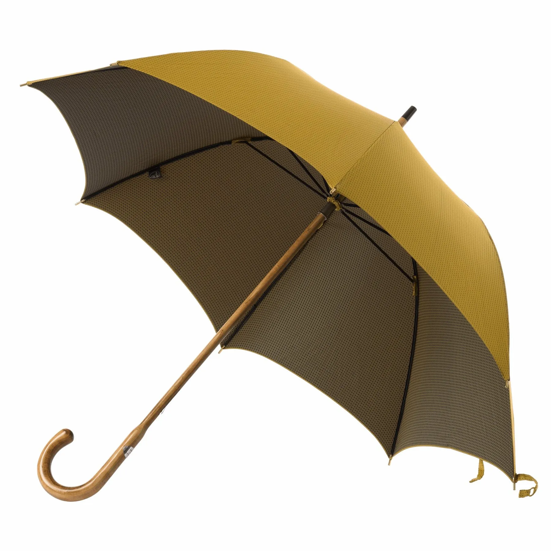  Bontoni Apple Wood-Handle Polka Dot Umbrella in Yellow