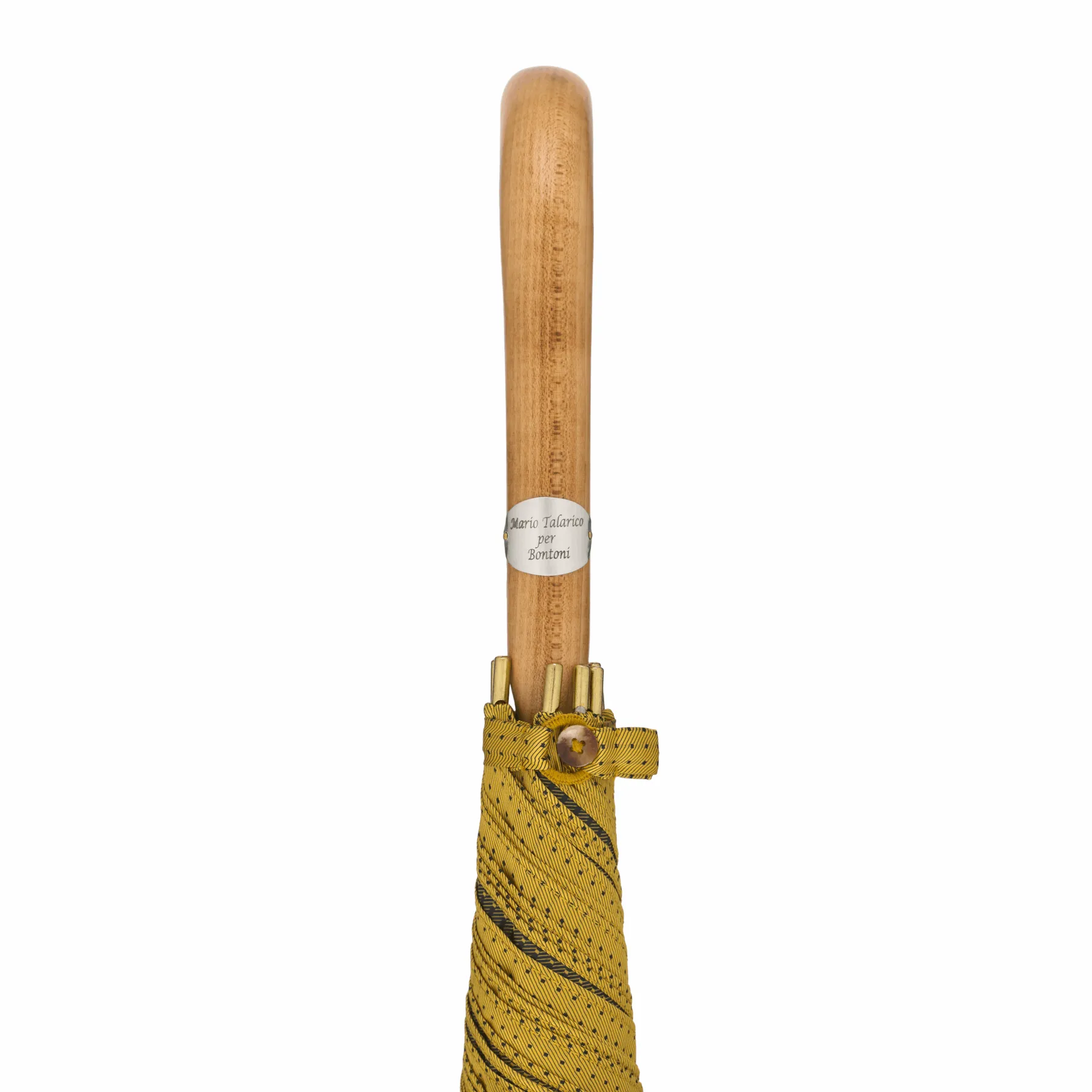  Bontoni Apple Wood-Handle Polka Dot Umbrella in Yellow