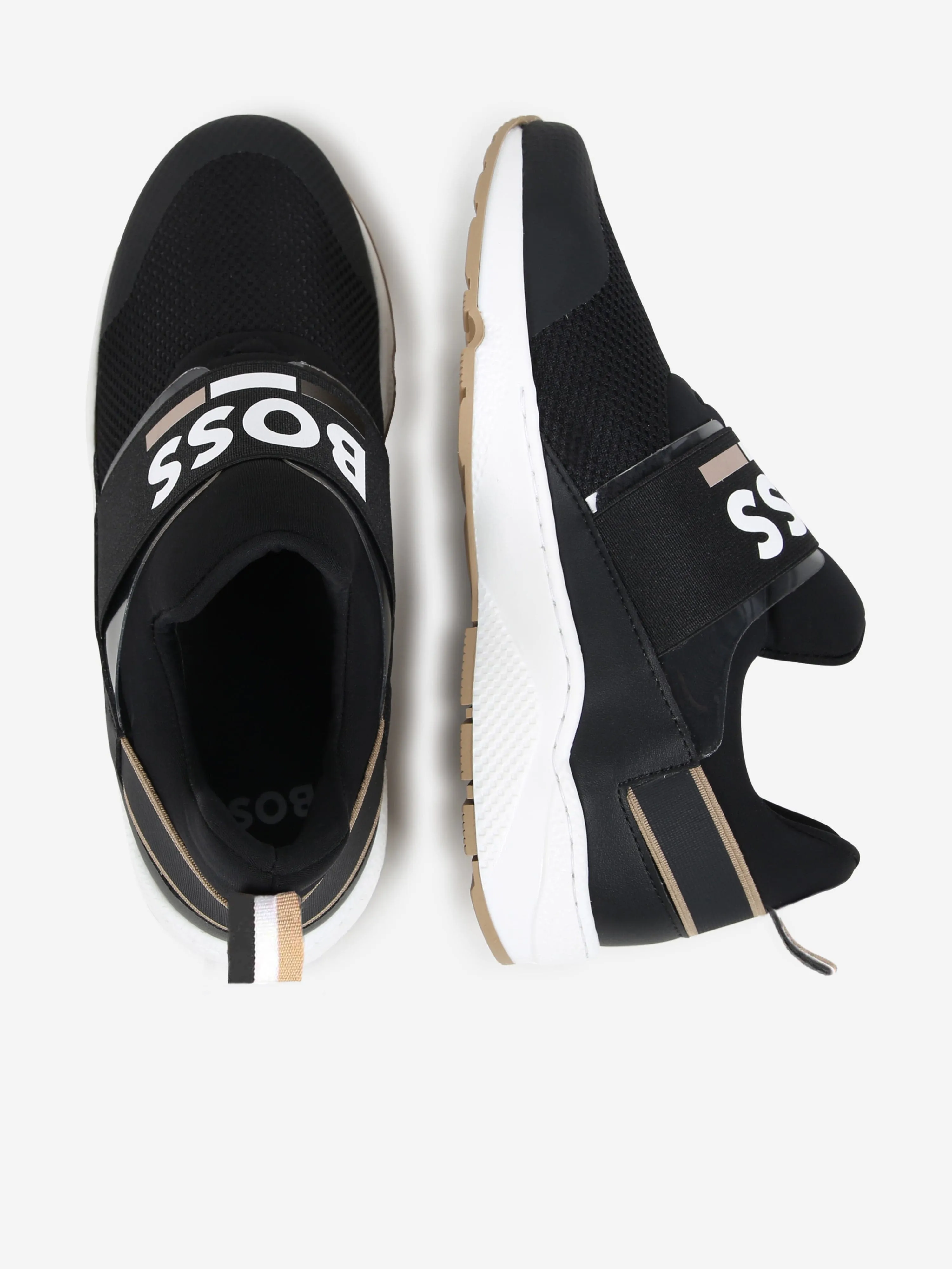 BOSS Boys Logo Trainers in Black