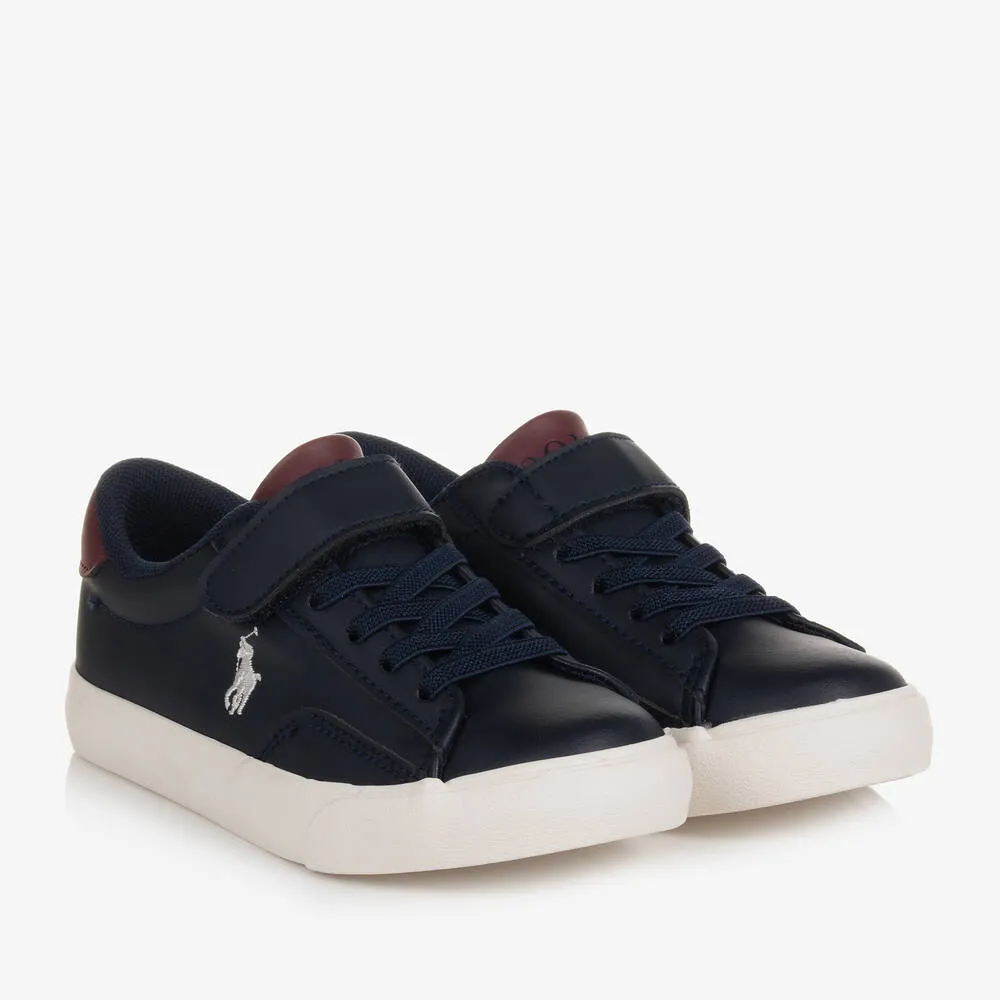 Boys Navy Blue & Red Velcro Trainers