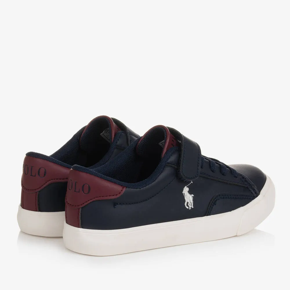 Boys Navy Blue & Red Velcro Trainers