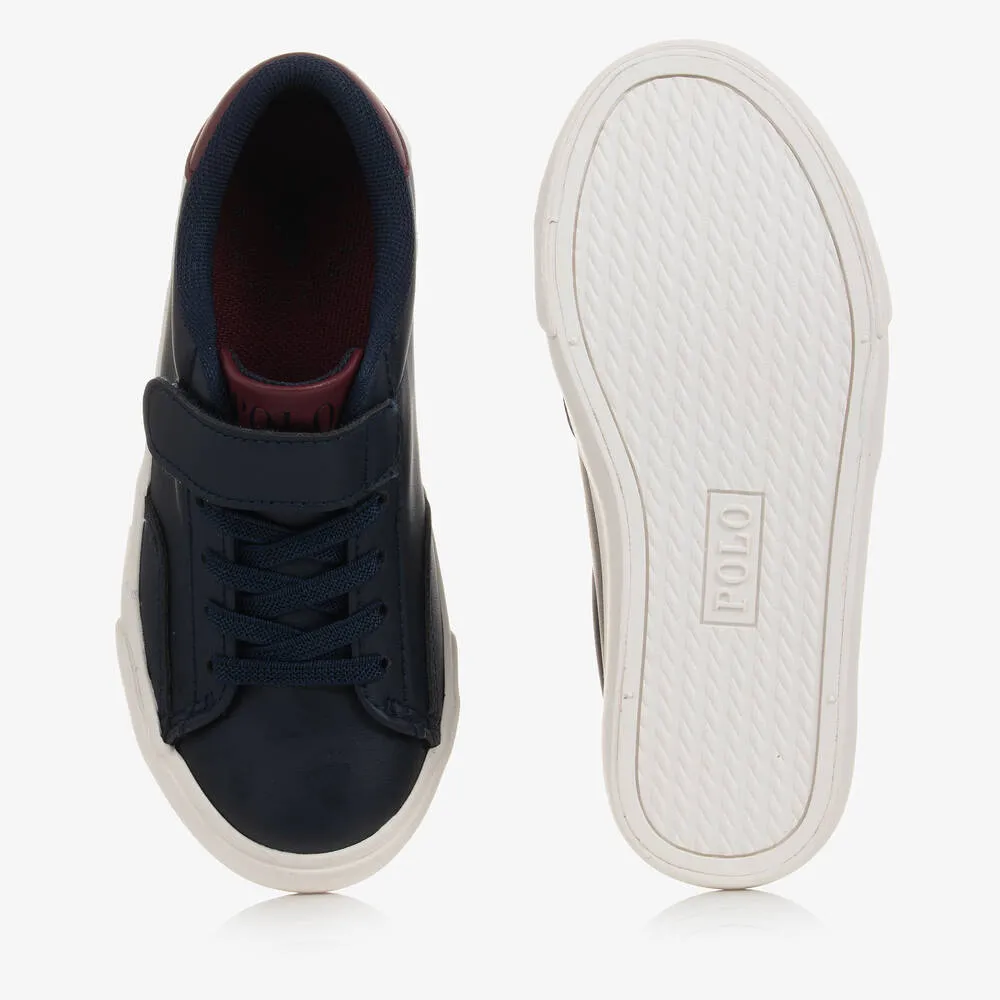 Boys Navy Blue & Red Velcro Trainers