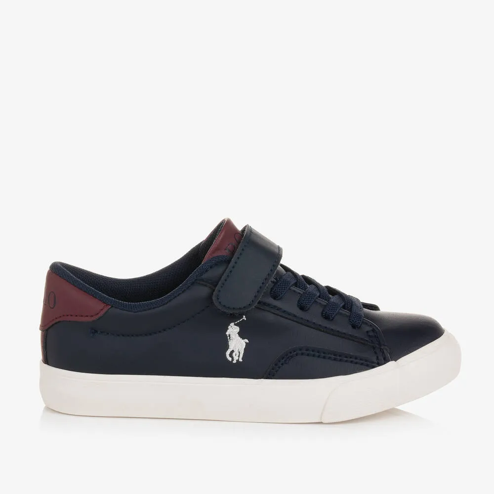 Boys Navy Blue & Red Velcro Trainers