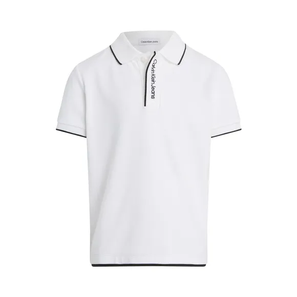 Boys White Intarsia Pique Polo Shirt