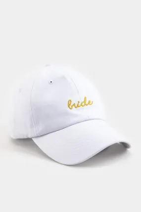 Bride Embroidered White Baseball Hat