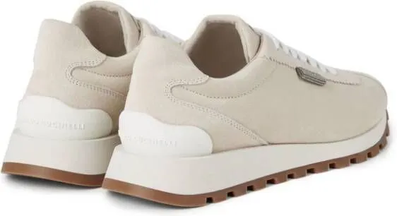 Brunello Cucinelli Monili-chain suede sneakers Neutrals