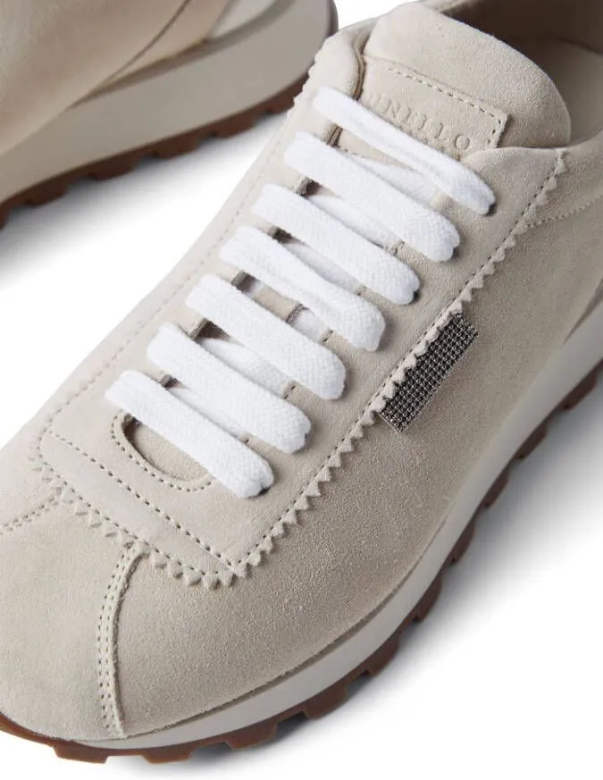 Brunello Cucinelli Monili-chain suede sneakers Neutrals