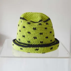 Bucket Hat - Lime Green/Black Dots