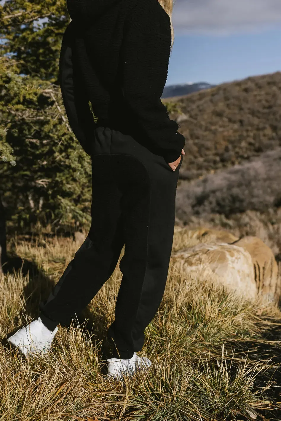 Callie Sherpa Joggers in Black - FINAL SALE