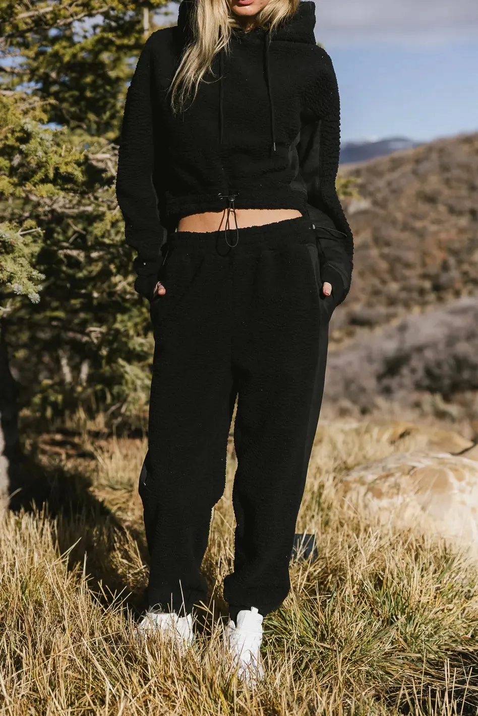 Callie Sherpa Joggers in Black - FINAL SALE