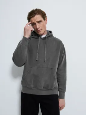 Charcoal Garment Dyed Washed Hoodie | Men | George at ASDA