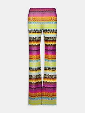 Chevron-Print Flared Beach Trousers