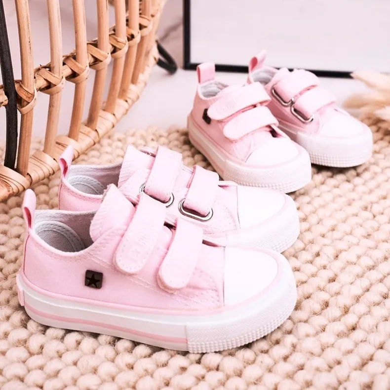 Children's Low Sneakers With Velcro Big Star HH374099 Pink