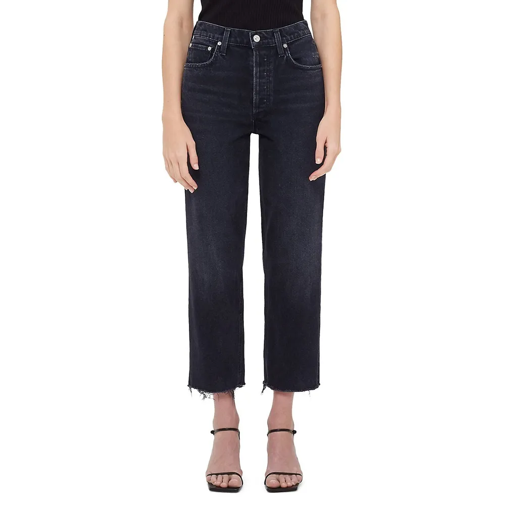 Citizens of Humanity Florence Wide-Leg Cropped Raw-Hem Jeans