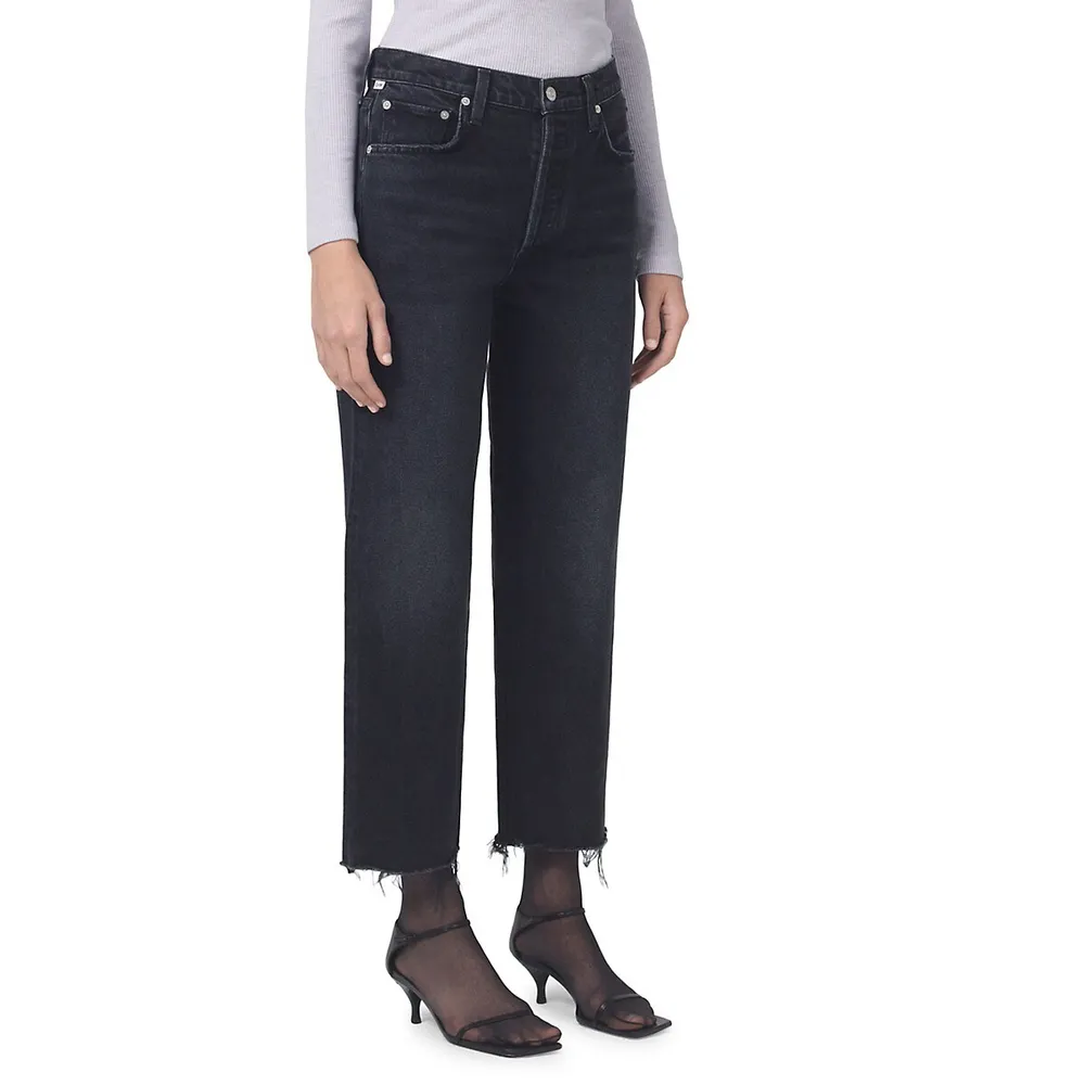 Citizens of Humanity Florence Wide-Leg Cropped Raw-Hem Jeans