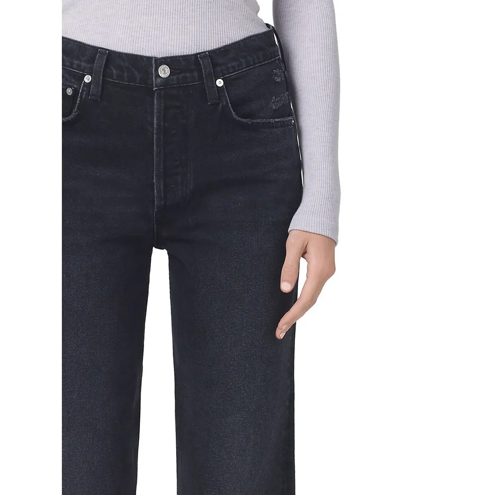 Citizens of Humanity Florence Wide-Leg Cropped Raw-Hem Jeans