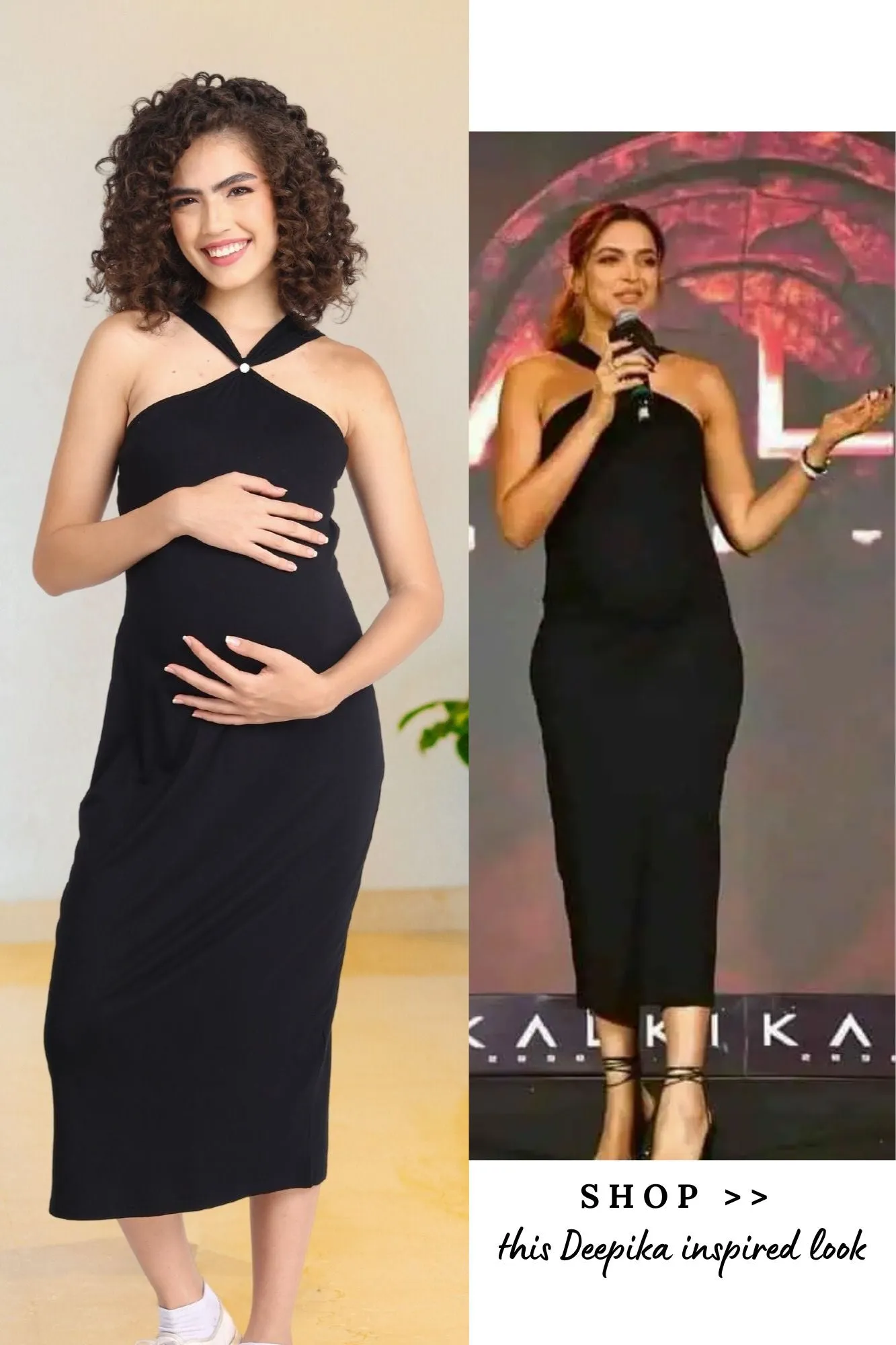 Classic Stretchable Lycra Black Maternity Fitted Dress