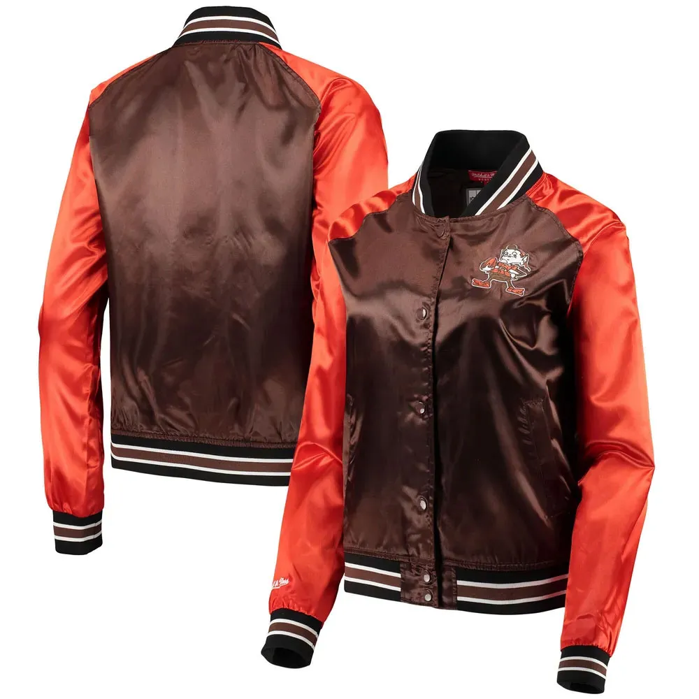 Cleveland Browns Team 2.0 Brown and Orange Satin Jacket