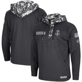 Colosseum Navy Midshipmen Charcoal OHT Military Appreciation Digi Camo Quarter-Zip Hoodie