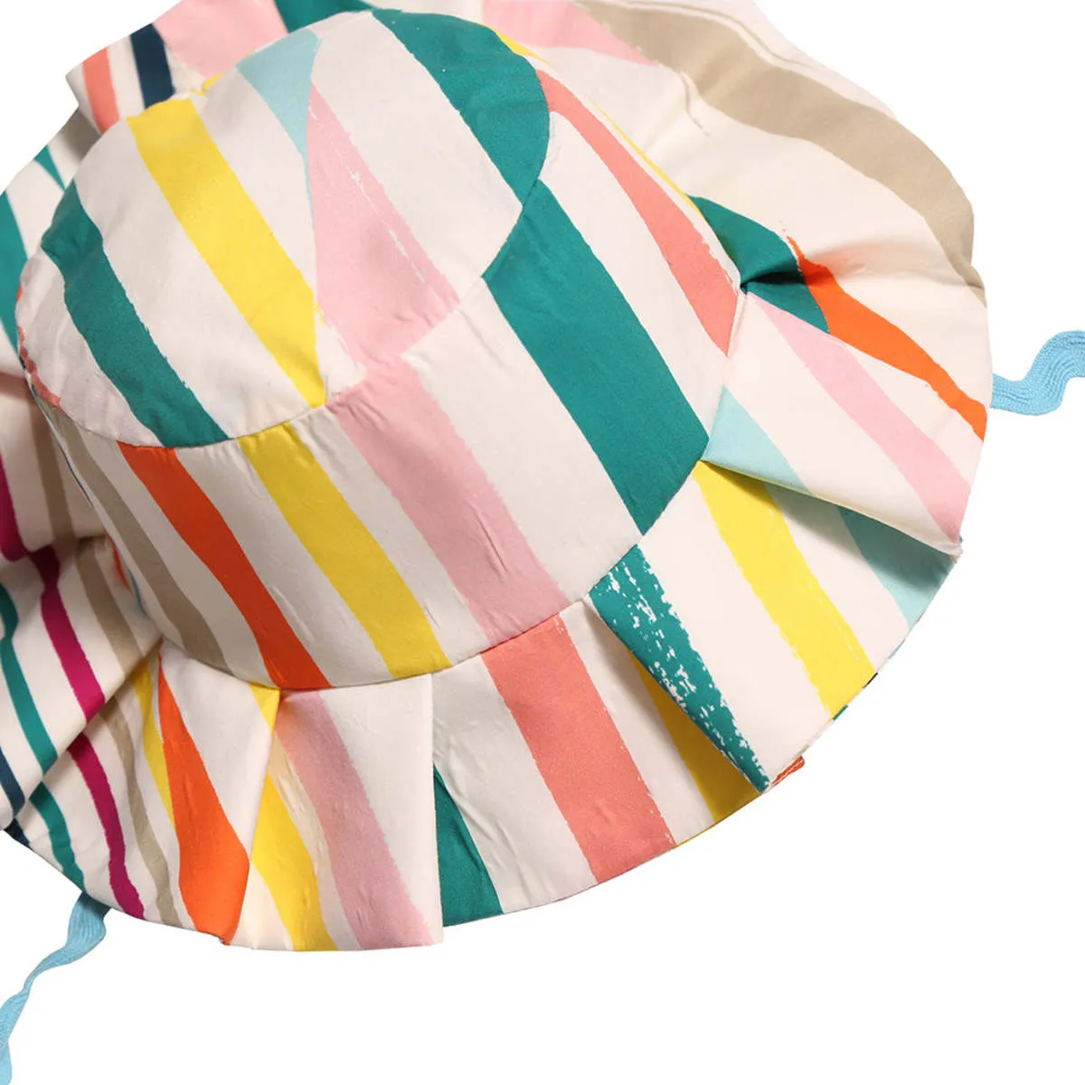 Constance Pleated Bucket Hat - Rainbow Stripes