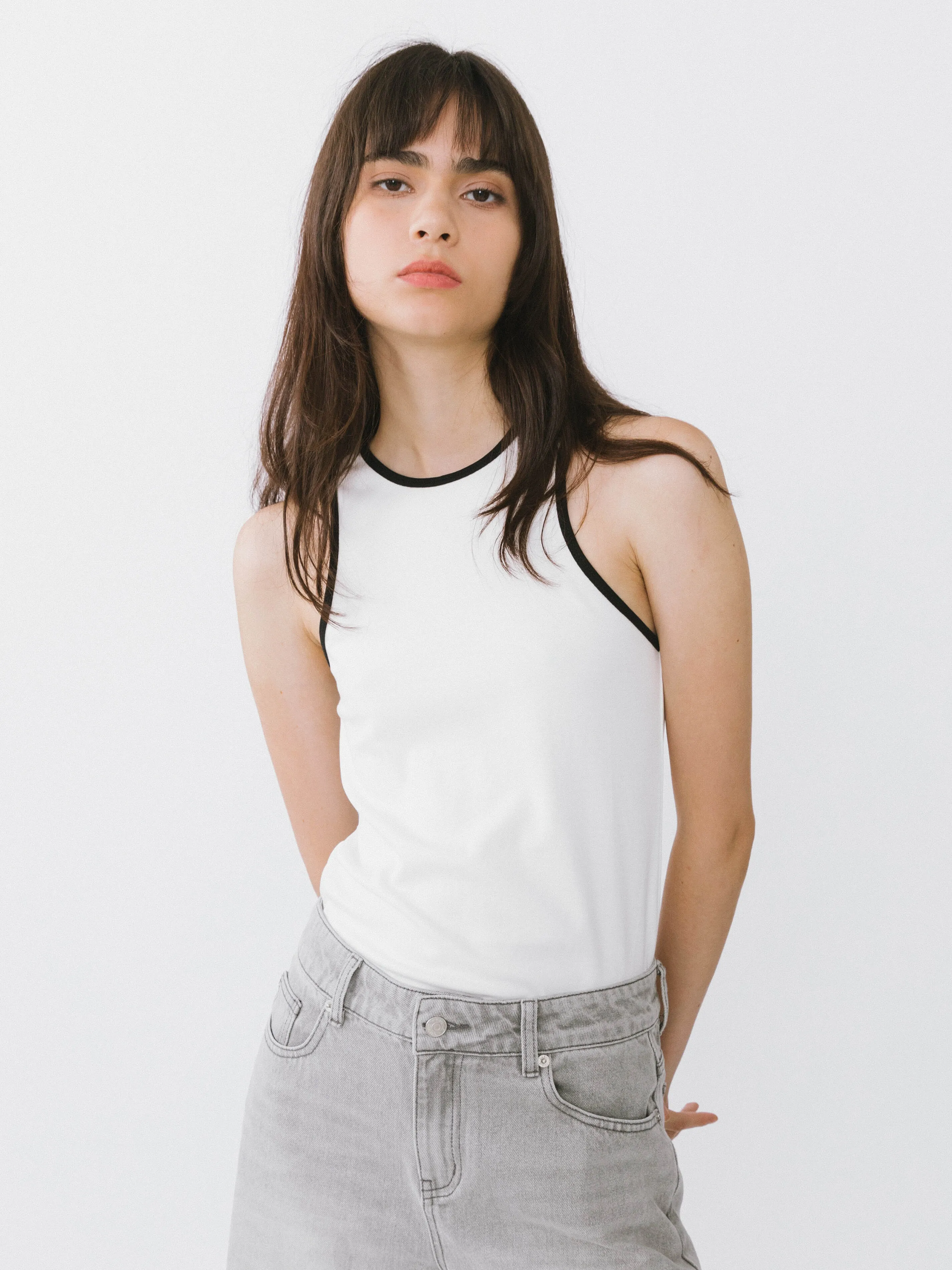 Contrast Cutaway Tank Top