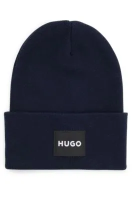 Cotton beanie hat with logo label