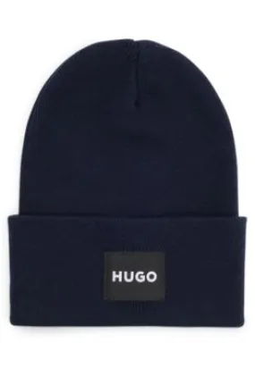 Cotton beanie hat with logo label