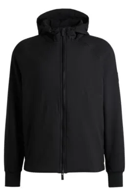 Cotton-blend zip-up hoodie with contrast inserts