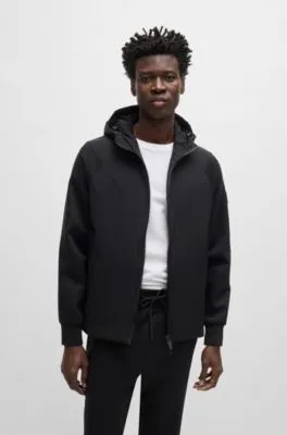 Cotton-blend zip-up hoodie with contrast inserts