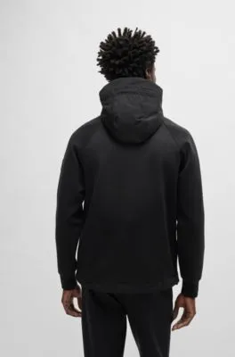 Cotton-blend zip-up hoodie with contrast inserts