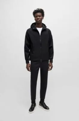 Cotton-blend zip-up hoodie with contrast inserts