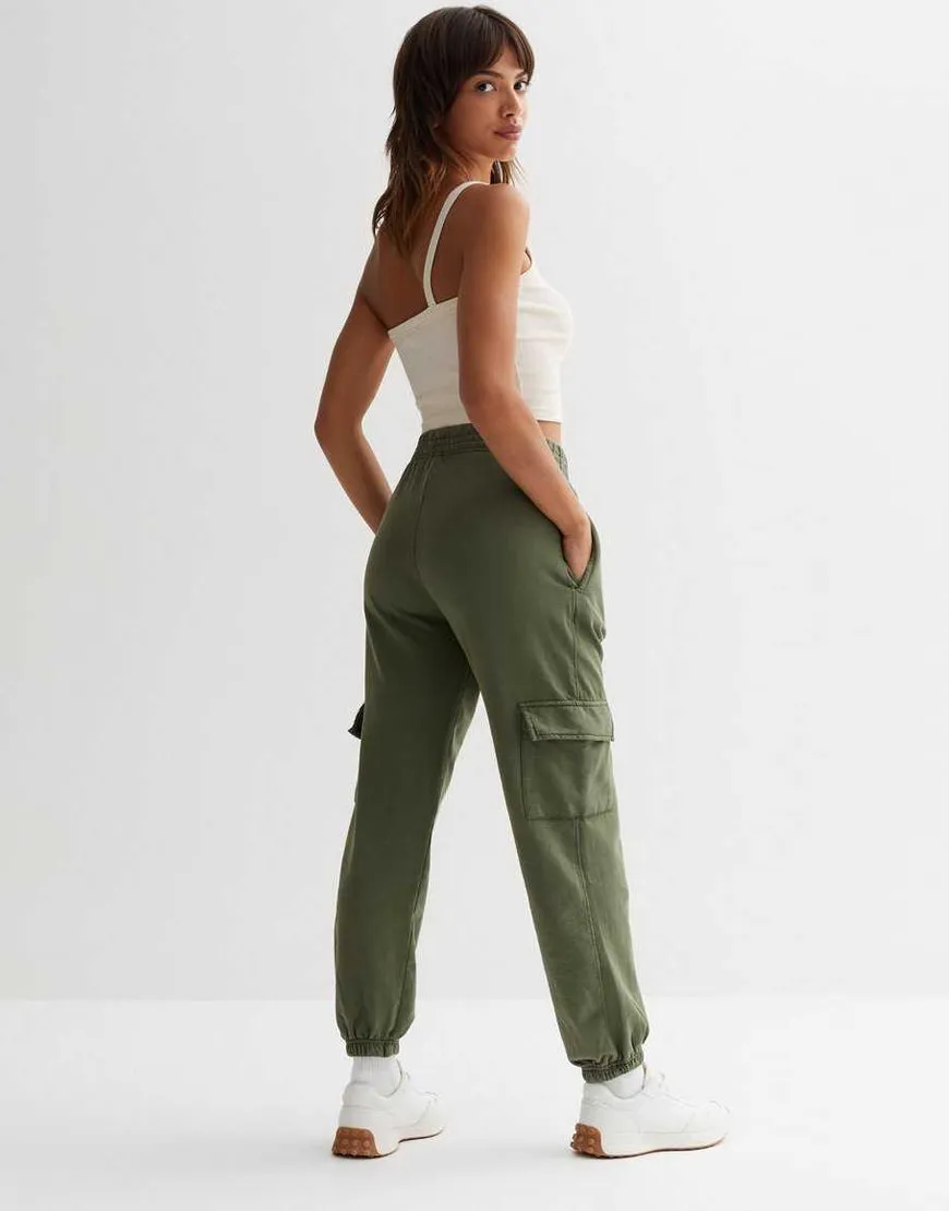 Cuffed Cargo Joggers-Khaki Green