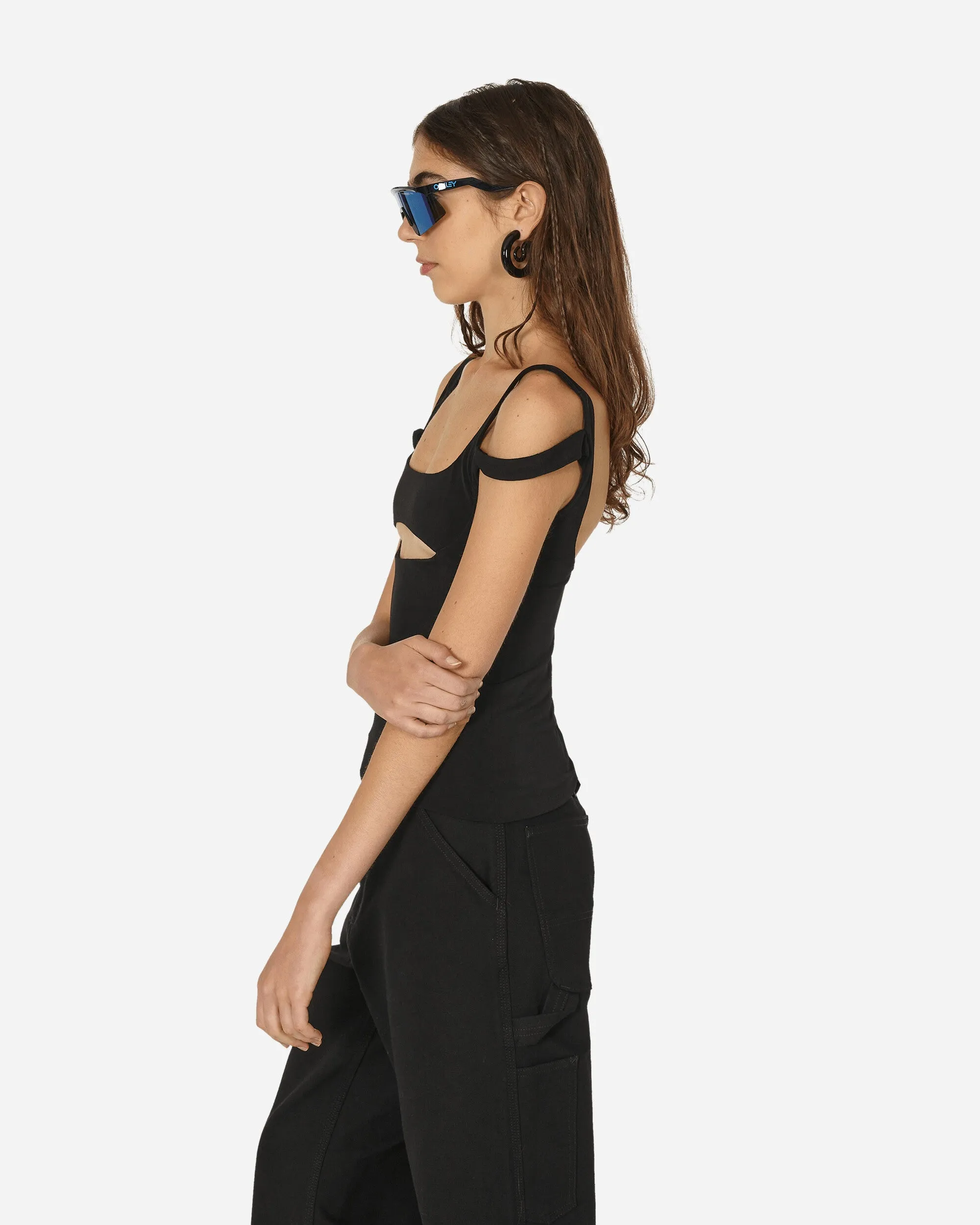 Cut Out Tank Top Black